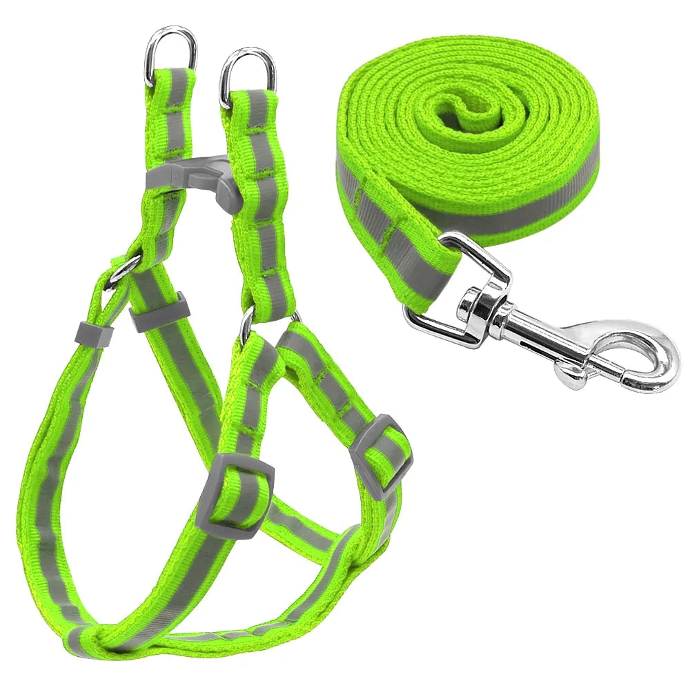 Pet Leash Set With Reflective Design - Harness & Leash, Dogs, Cats, Rabbits