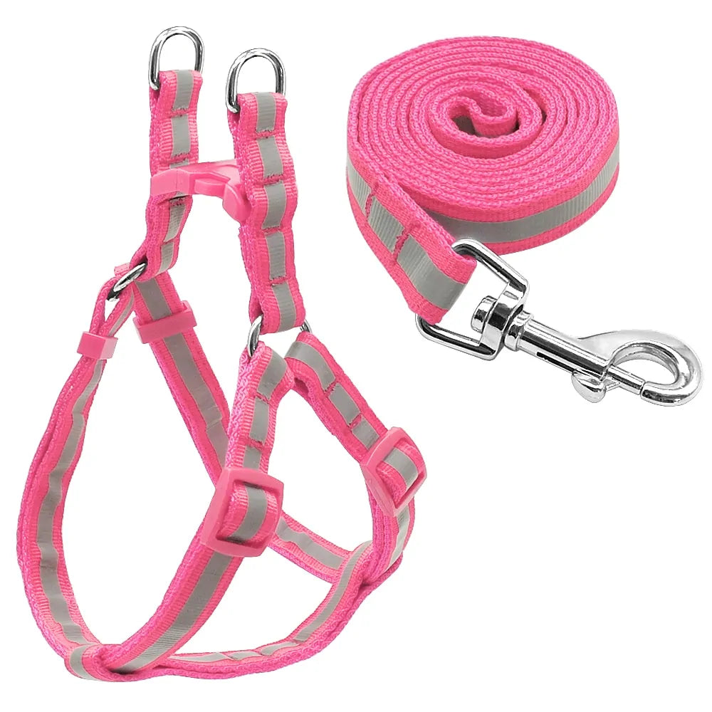 Pet Leash Set With Reflective Design - Harness & Leash, Dogs, Cats, Rabbits