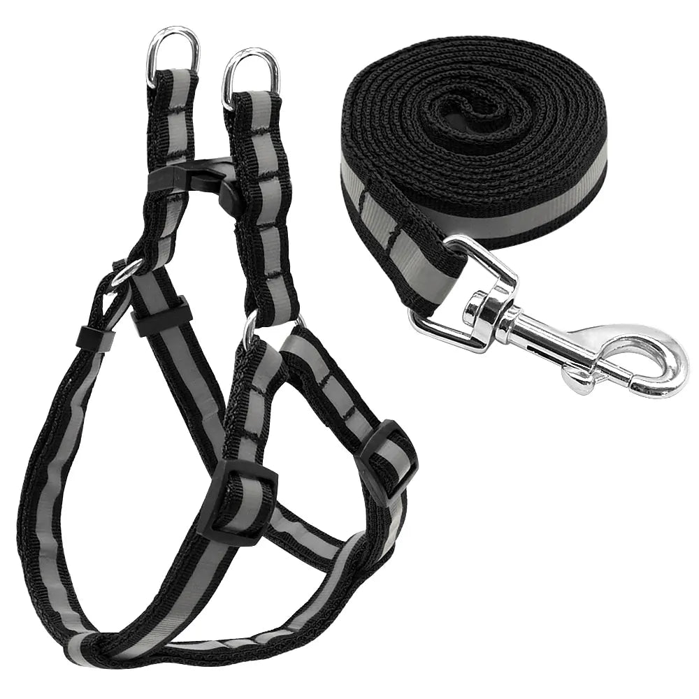 Pet Leash Set With Reflective Design - Harness & Leash, Dogs, Cats, Rabbits