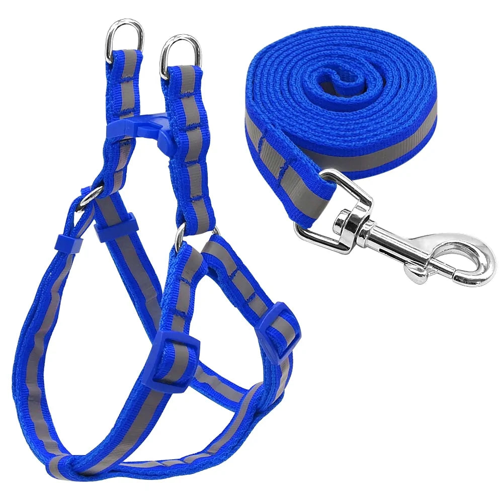 Pet Leash Set With Reflective Design - Harness & Leash, Dogs, Cats, Rabbits