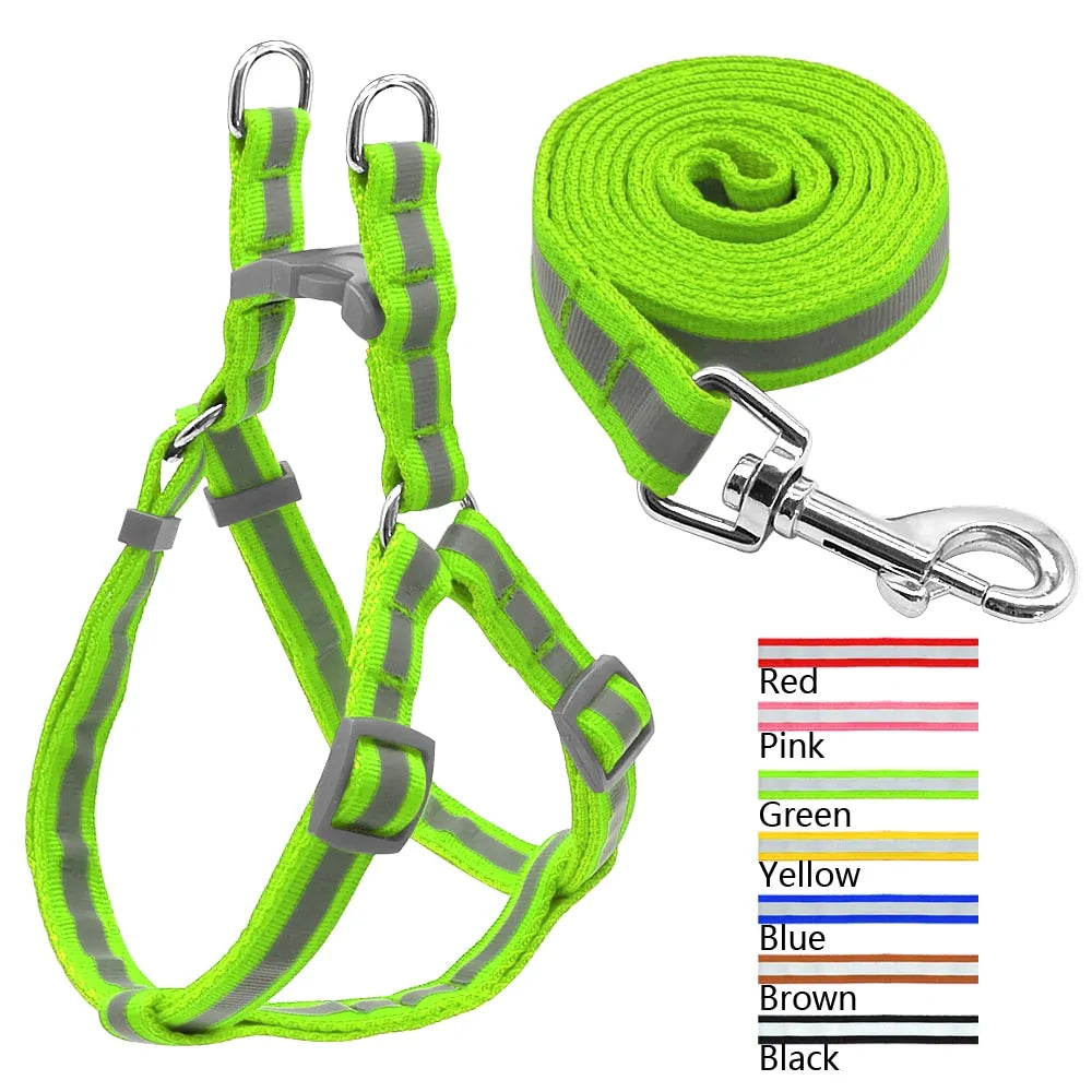 Pet Leash Set With Reflective Design - Harness & Leash, Dogs, Cats, Rabbits