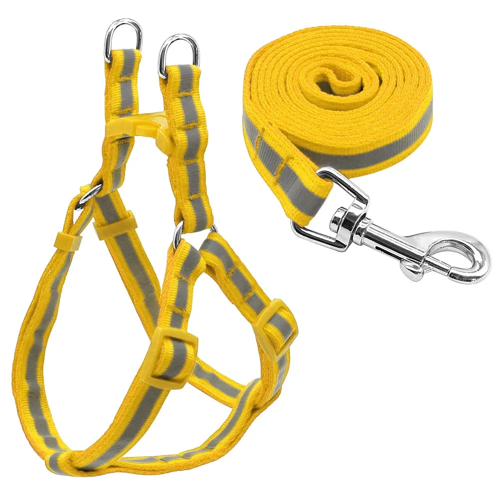 Pet Leash Set With Reflective Design - Harness & Leash, Dogs, Cats, Rabbits