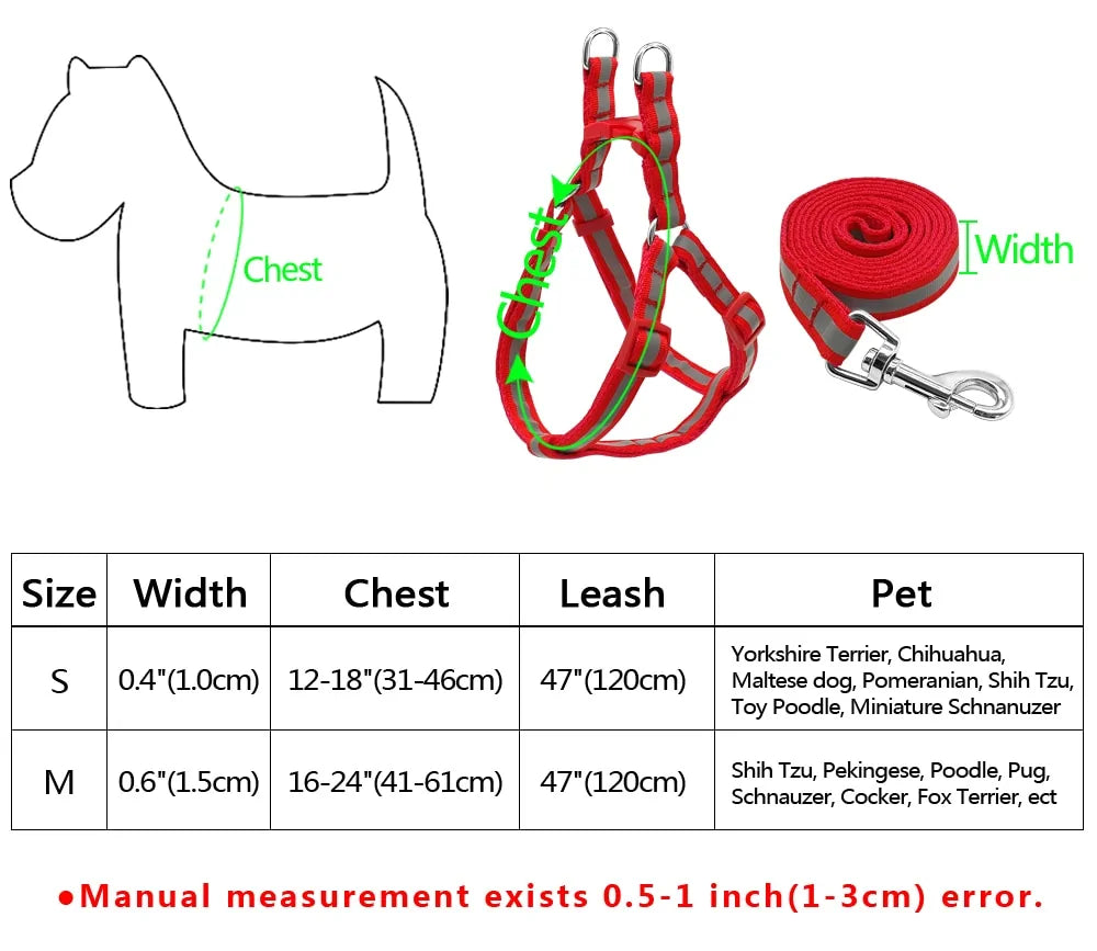 Pet Leash Set With Reflective Design - Harness & Leash, Dogs, Cats, Rabbits