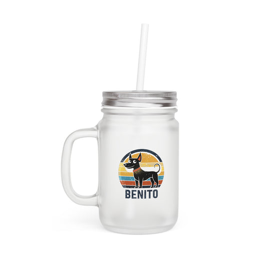 Benito The Dog Mason Jar (12oz) - Mug, Glass
