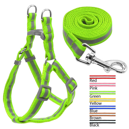 Pet Leash Set With Reflective Design - Harness & Leash, Dogs, Cats, Rabbits